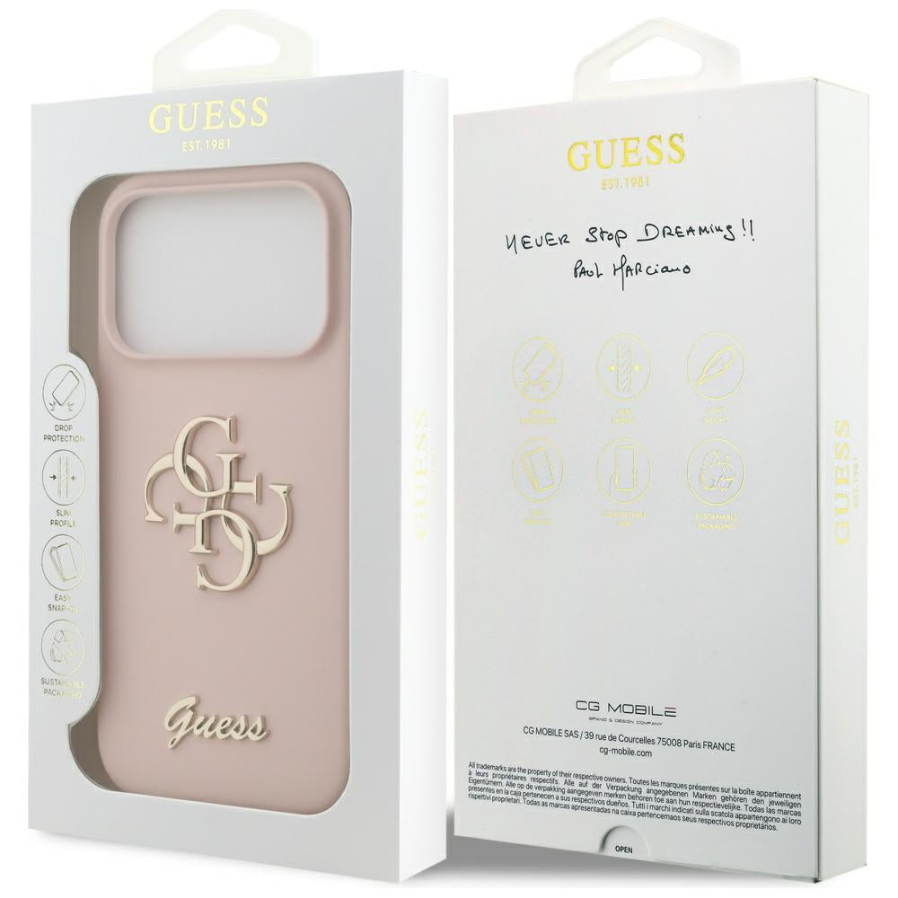 Case for Apple iPhone 17 Pro, Guess, Big 4G Script, Light Pink