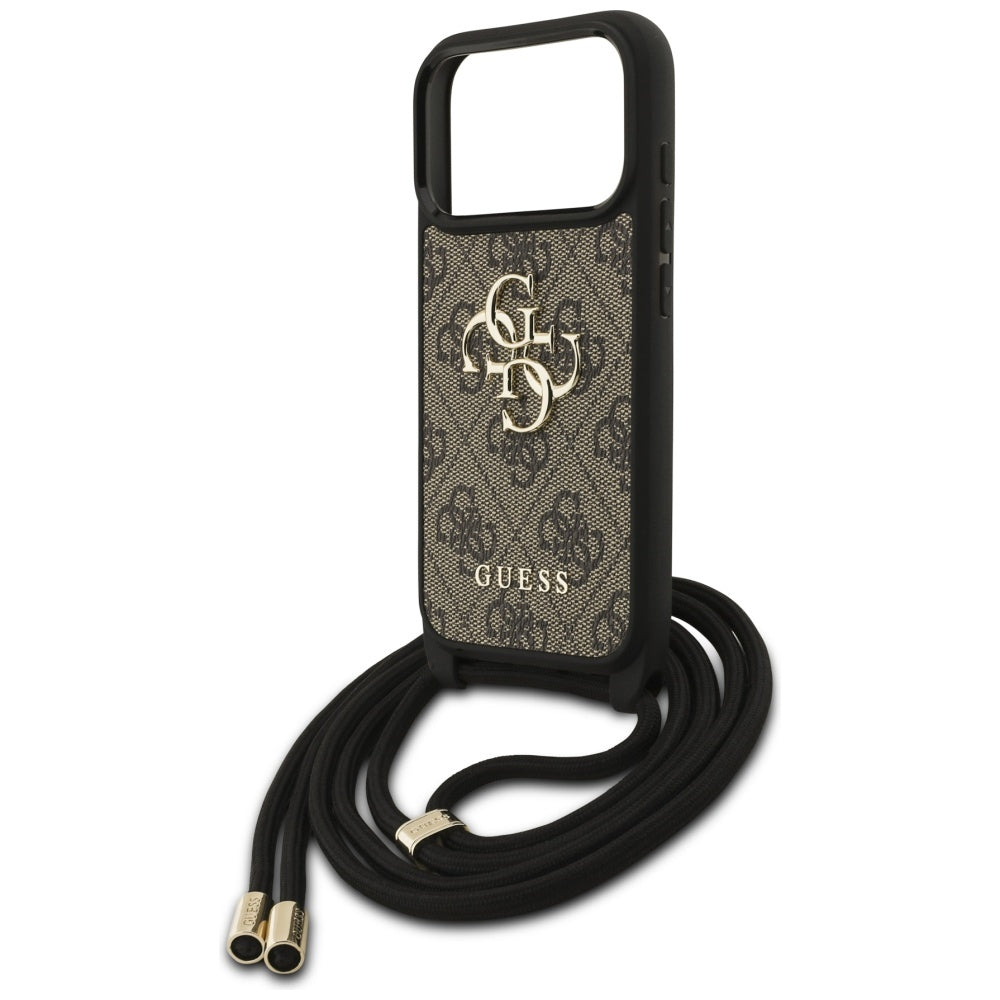 Case for Apple iPhone 17 Pro, Guess, Crossbody Cord 4G Big Log, Brown