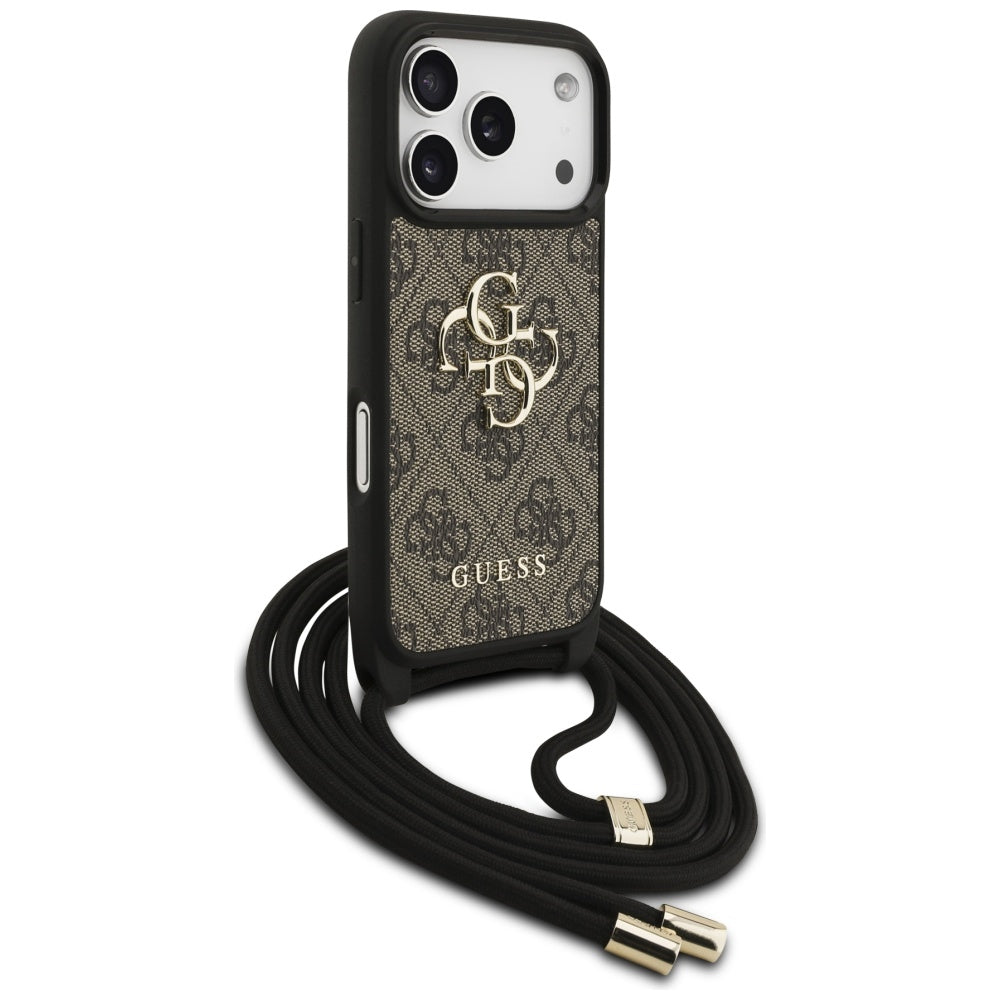 Case for Apple iPhone 17 Pro, Guess, Crossbody Cord 4G Big Log, Brown