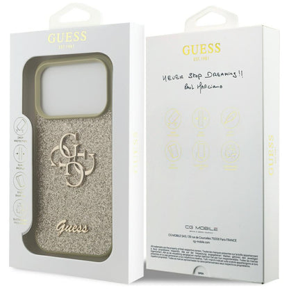 Case for Apple iPhone 17 Pro, Guess, Fixed Glitter Big 4G, Pink