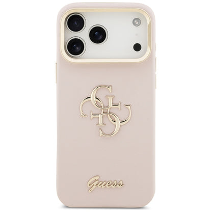 Etui na Apple iPhone 17 Pro, Guess, Grained Big 4G Stand Camera, Różowy