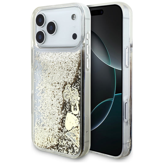 Etui na Apple iPhone 17 Pro, Guess, Liquid Glitter Charms, Złote