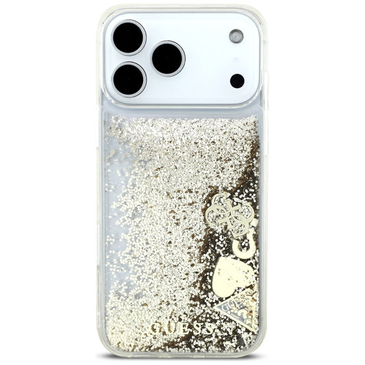 Etui na Apple iPhone 17 Pro, Guess, Liquid Glitter Charms, Złote