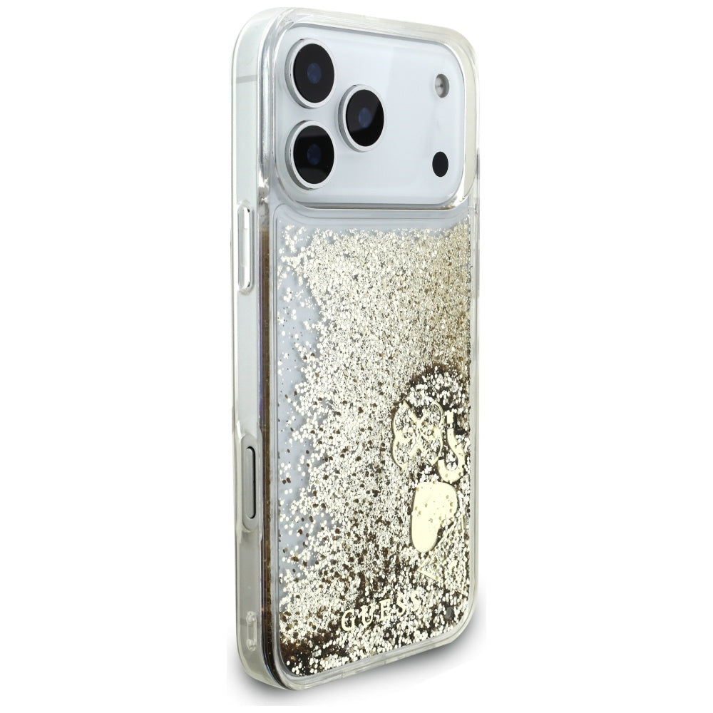 Etui na Apple iPhone 17 Pro, Guess, Liquid Glitter Charms, Złote