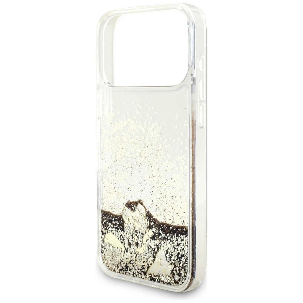 Etui na Apple iPhone 17 Pro, Guess, Liquid Glitter Charms, Złote