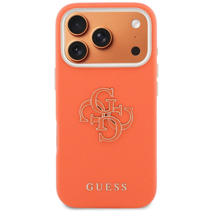 Case for Apple iPhone 17 Pro, Guess, Resin Logo, Orange