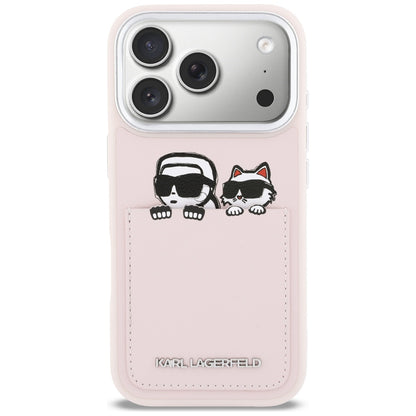 Etui na Apple iPhone 17 Pro, Karl Lagerfeld, Karl & Choupette Print with Pocket, Różowy