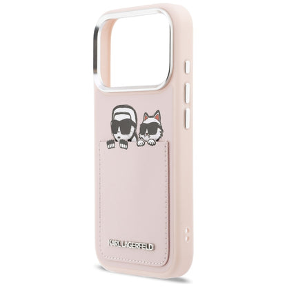 Etui na Apple iPhone 17 Pro, Karl Lagerfeld, Karl & Choupette Print with Pocket, Różowy