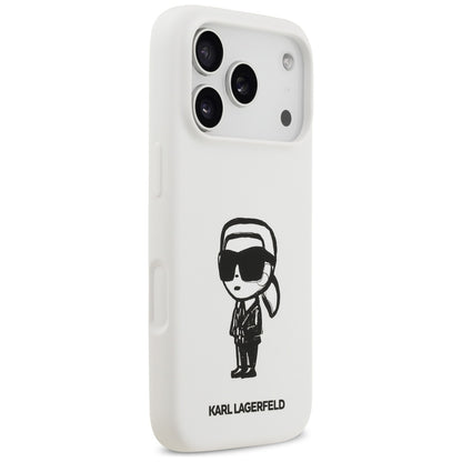Etui na Apple iPhone 17 Pro, Karl Lagerfeld, Sketch and Logo Karl, Białe