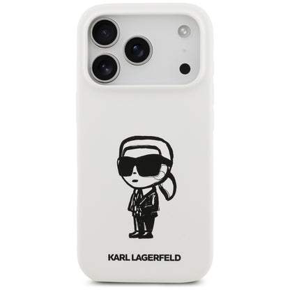 Etui na Apple iPhone 17 Pro, Karl Lagerfeld, Sketch and Logo Karl, Białe