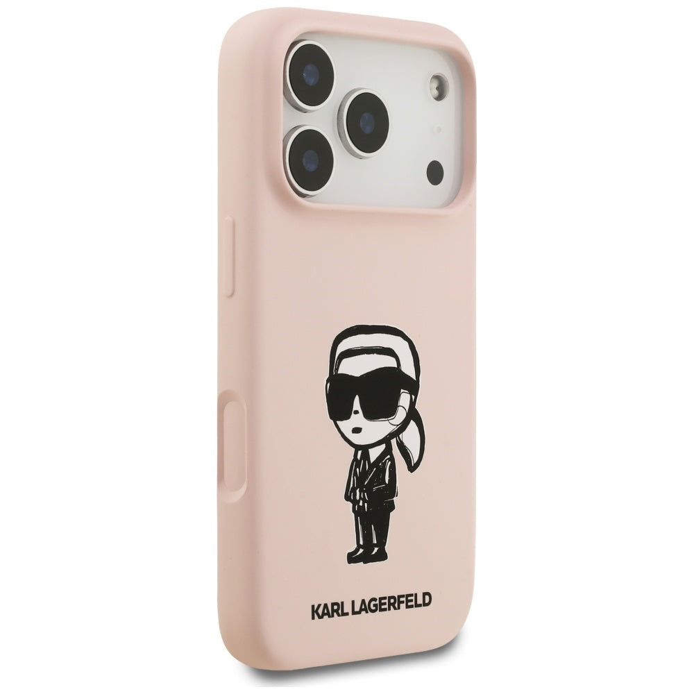Etui na Apple iPhone 17 Pro, Karl Lagerfeld, Sketch and Logo Karl, Różowy