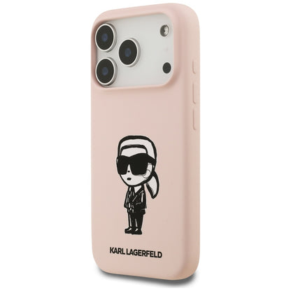 Etui na Apple iPhone 17 Pro, Karl Lagerfeld, Sketch and Logo Karl, Różowy