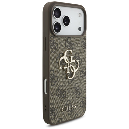 Case for Apple iPhone 17 Pro Max, Guess, 4G Classic Logo with Pearl Strap, Brown