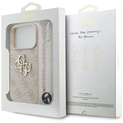 Case for Apple iPhone 17 Pro Max, Guess, 4G Classic Logo with Strap, Pink