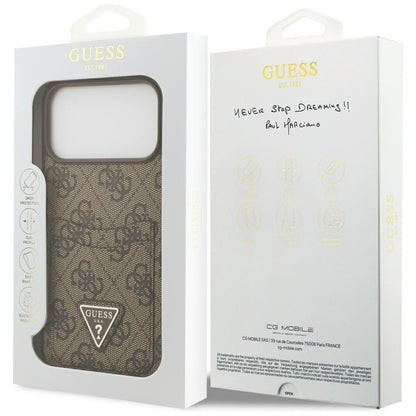 Case for Apple iPhone 17 Pro Max, Guess, 4G Double Card Triangle, Brown