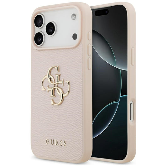 Case for Apple iPhone 17 Pro Max, Guess, 4G Grained Big and Classic Logo, Pink