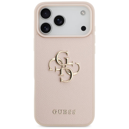 Case for Apple iPhone 17 Pro Max, Guess, 4G Grained Big and Classic Logo, Pink