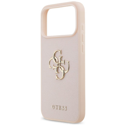 Case for Apple iPhone 17 Pro Max, Guess, 4G Grained Big and Classic Logo, Pink