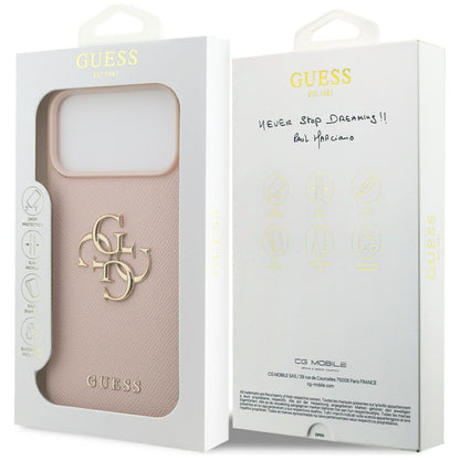 Case for Apple iPhone 17 Pro Max, Guess, 4G Grained Big and Classic Logo, Pink