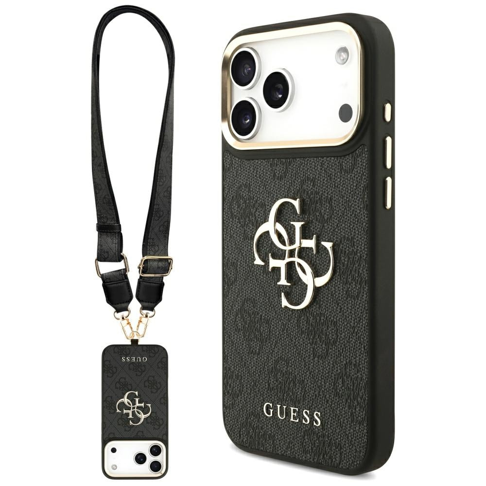 Case for Apple iPhone 17 Pro Max, Guess, Big 4G Classic Logo with Big Strap, Black