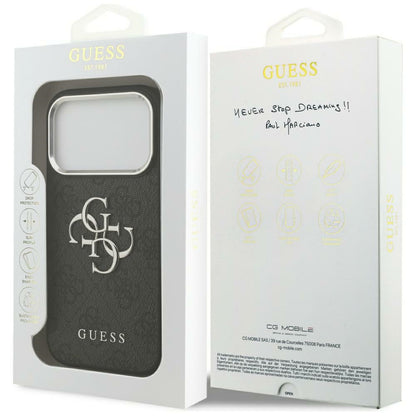 Case for Apple iPhone 17 Pro Max, Guess, Big 4G Logo Classic, Black Silver
