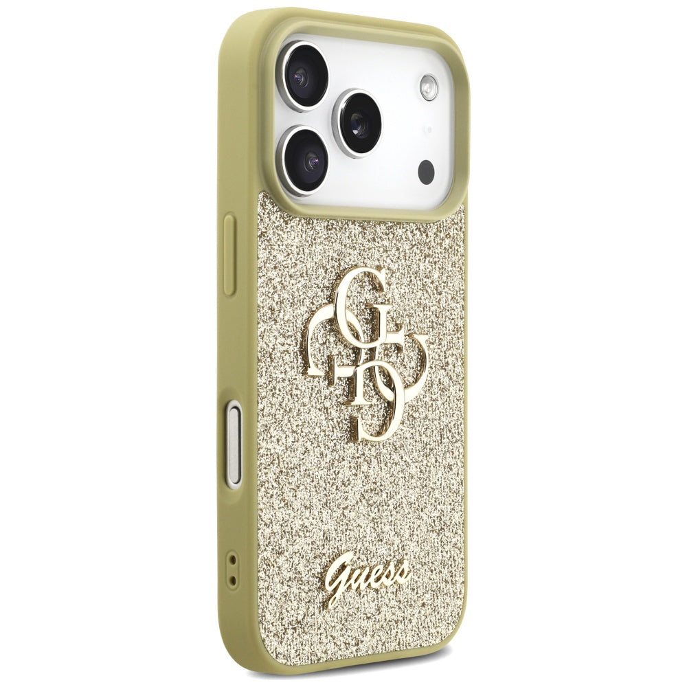 Case for Apple iPhone 17 Pro Max, Guess, Fixed Glitter Big 4G, Gold