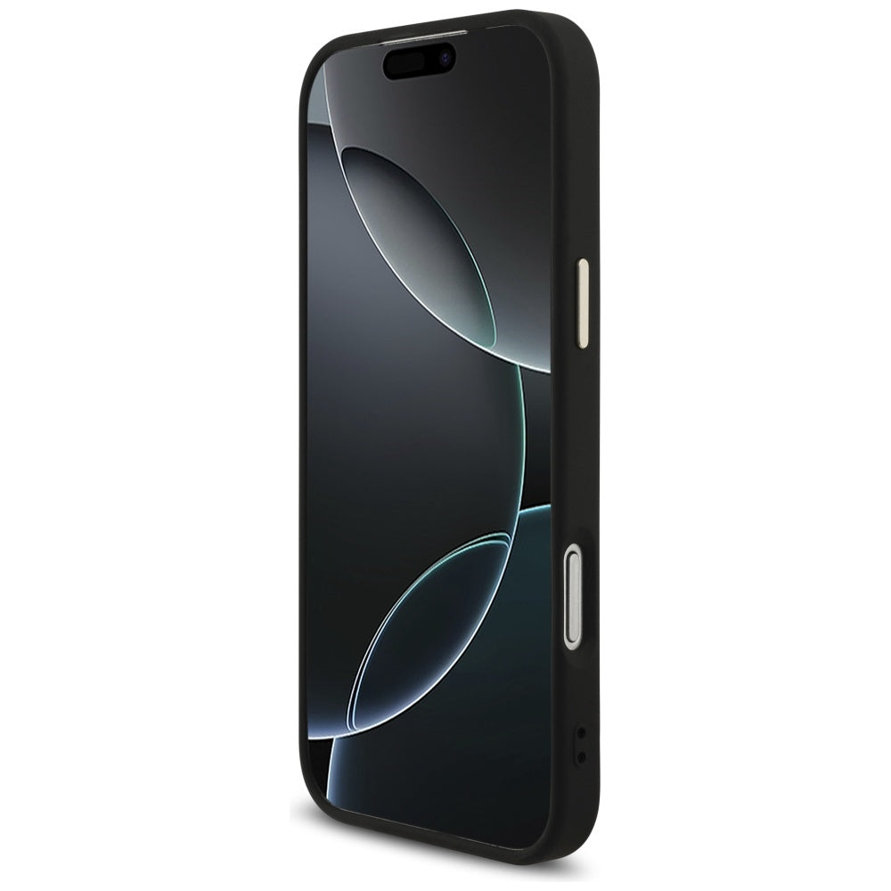 Case for Apple iPhone 17 Pro Max, Guess, Fixed Glitter Big 4G Metal Frame, Black