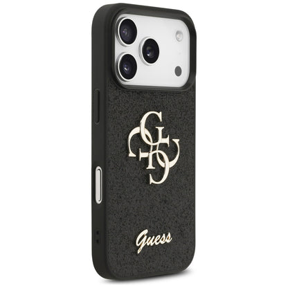 Case for Apple iPhone 17 Pro Max, Guess, Fixed Glitter Big 4G, Black