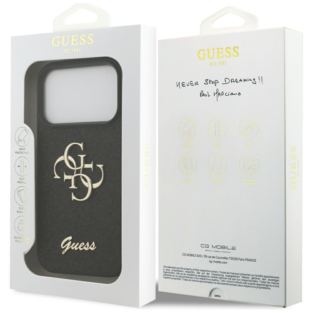 Case for Apple iPhone 17 Pro Max, Guess, Fixed Glitter Big 4G, Black