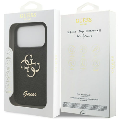 Case for Apple iPhone 17 Pro Max, Guess, Fixed Glitter Big 4G, Black