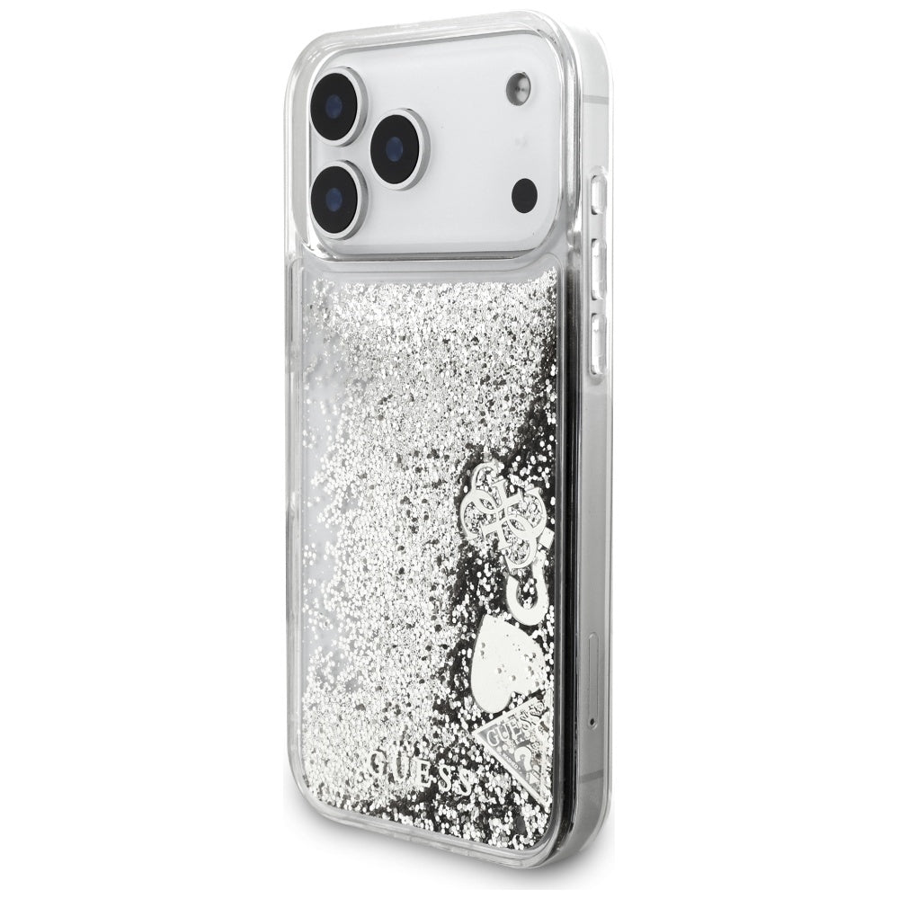 Case for Apple iPhone 17 Pro Max, Guess, Liquid Glitter Charms, Silver