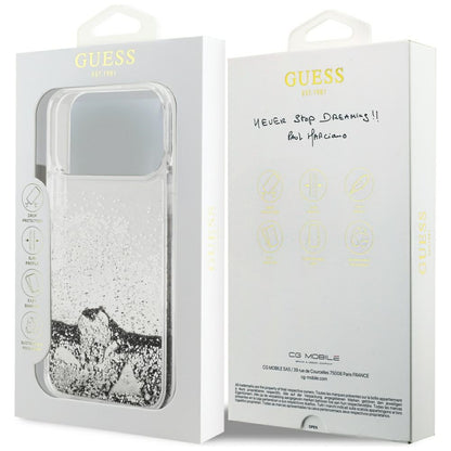 Case for Apple iPhone 17 Pro Max, Guess, Liquid Glitter Charms, Silver