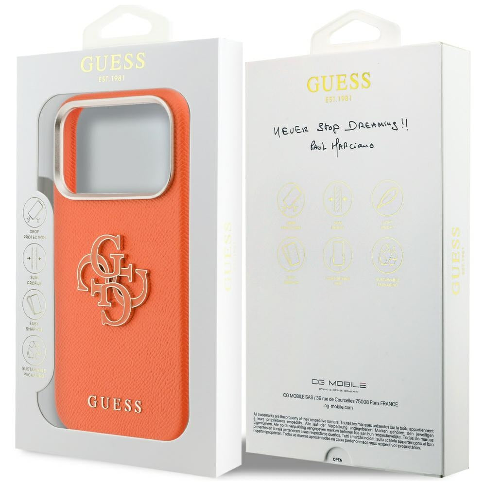 Etui na Apple iPhone 17 Pro Max, GUESS, Resin Logo, Pomarańczowe