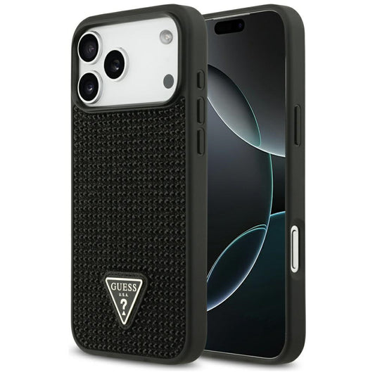 Case for Apple iPhone 17 Pro Max, Guess, Rhinestone Triangle Logo, Black