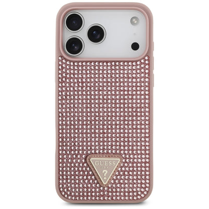 Case for Apple iPhone 17 Pro Max, Guess, Rhinestone Triangle Logo, Pink