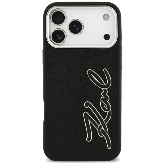 Etui na Apple iPhone 17 Pro Max, Karl Lagerfeld, FW Grained Signature Logo, Czarne