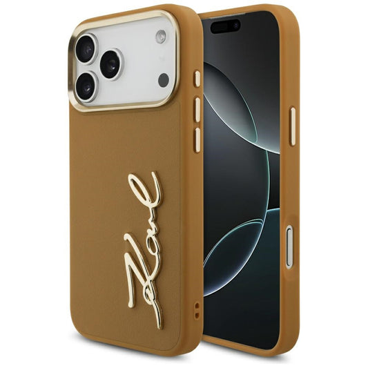 Case for Apple iPhone 17 Pro Max, Karl Lagerfeld, Script Logo, Brown