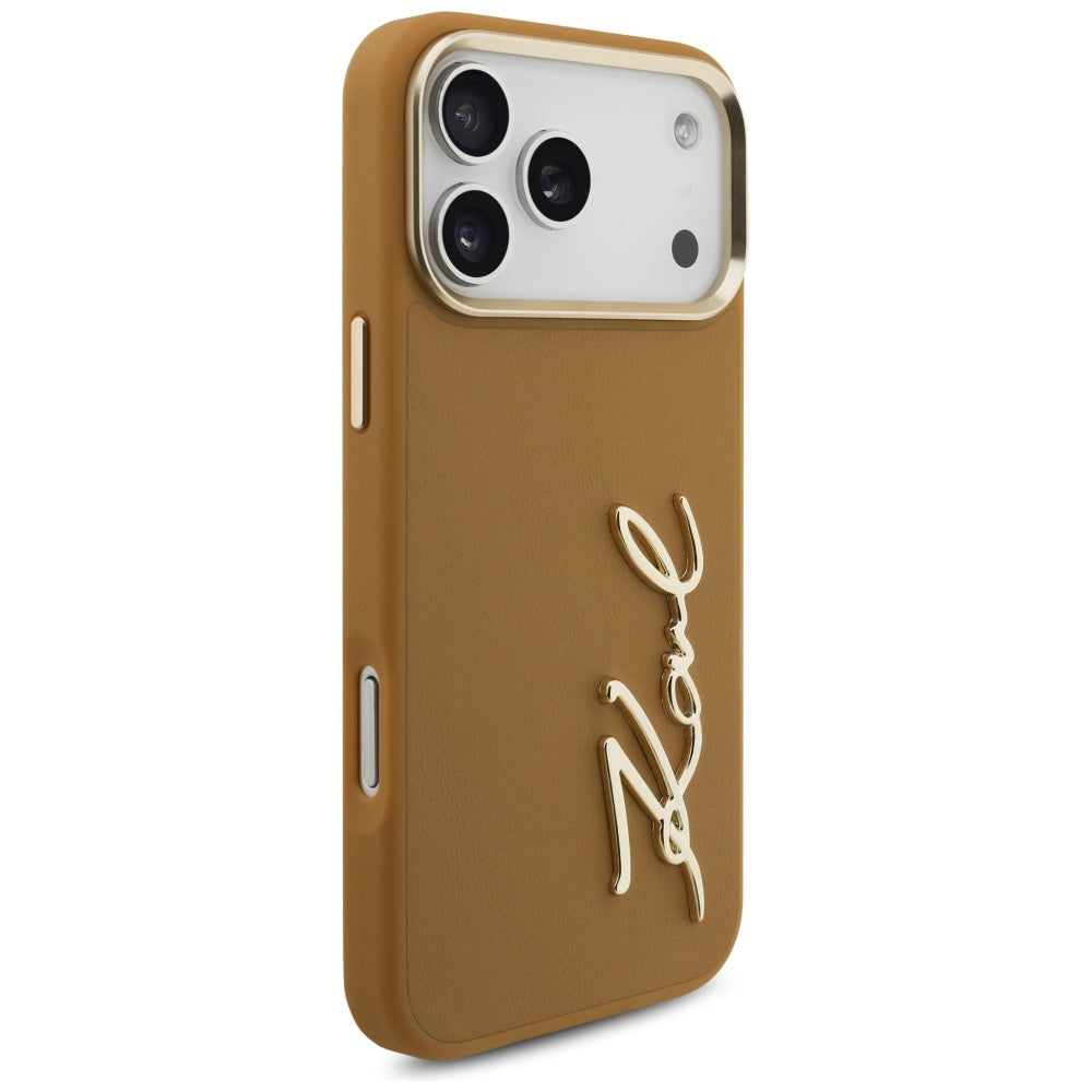 Case for Apple iPhone 17 Pro Max, Karl Lagerfeld, Script Logo, Brown