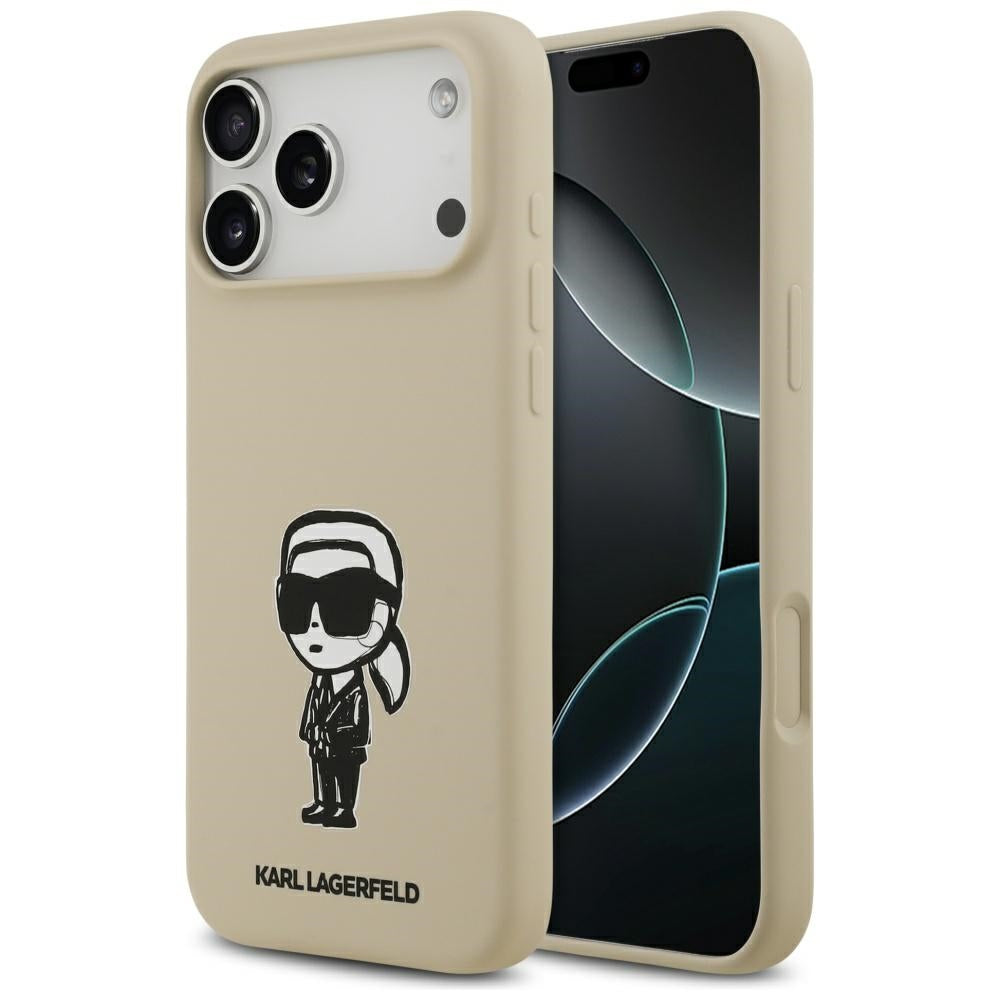 Etui na Apple iPhone 17 Pro Max, Karl Lagerfeld, Sketch and Logo Karl, Brązowy