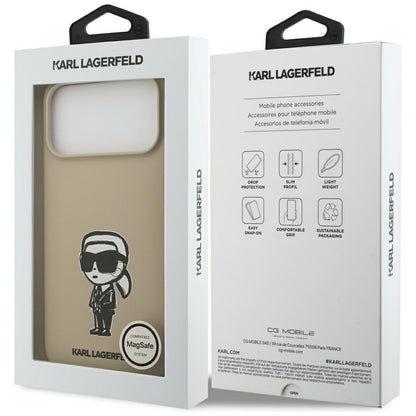 Etui na Apple iPhone 17 Pro Max, Karl Lagerfeld, Sketch and Logo Karl, Brązowy
