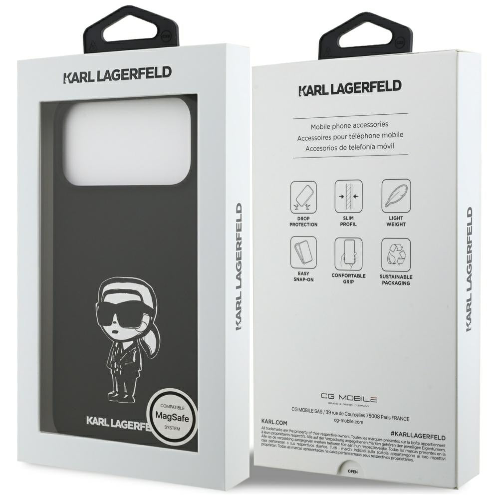 Etui na Apple iPhone 17 Pro Max, Karl Lagerfeld, Sketch and Logo Karl, Czarne