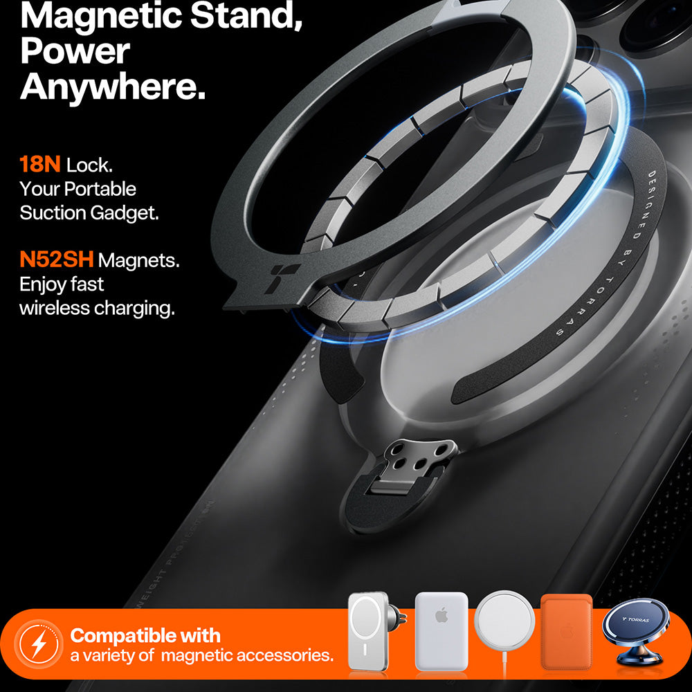 Case for Apple iPhone 17 Pro Max, Torras, Ostand Spin Air, Gray