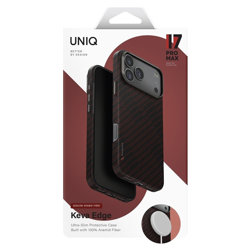 Etui MagSafe dla Apple iPhone 17 Pro Max, UNIQ, Keva MagClick, Czarne Czerwone