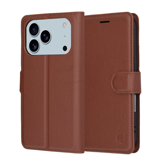 Etui na Apple iPhone 17 Pro, Techsuit, Leather Folio, Brązowy