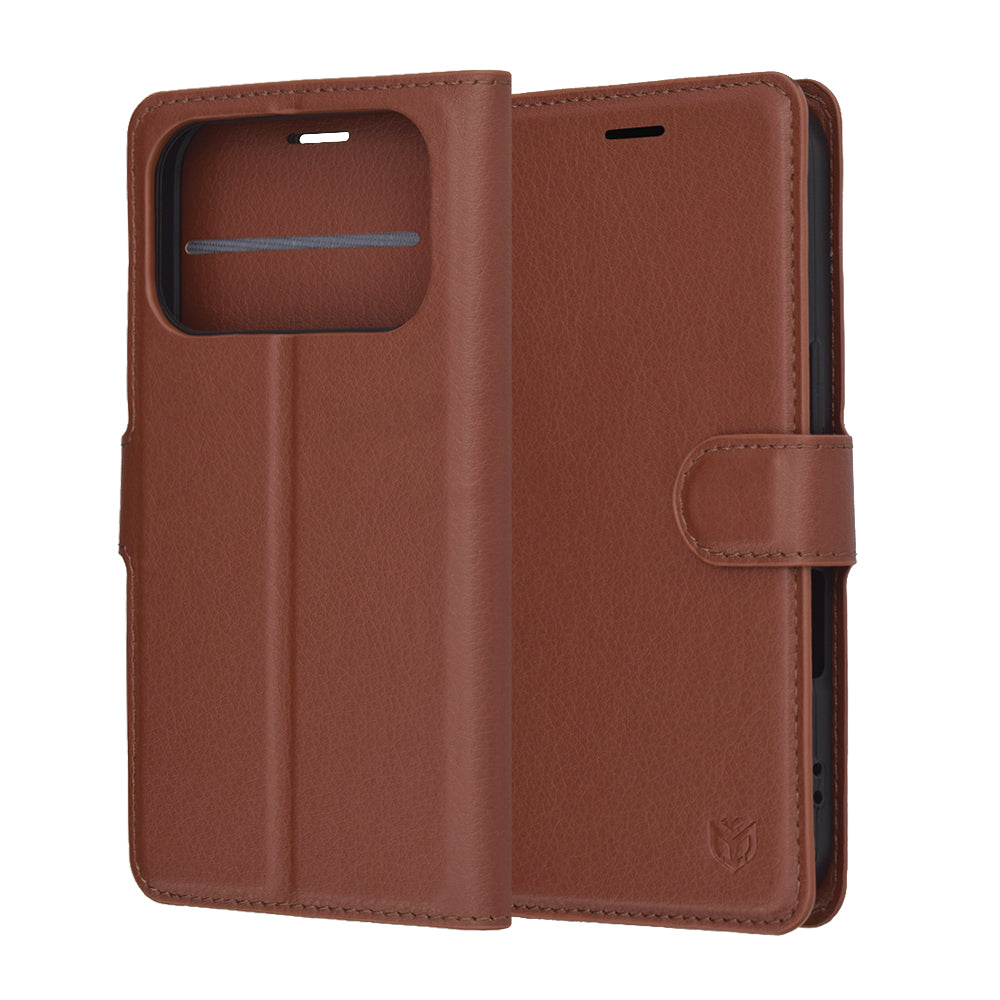 Etui na Apple iPhone 17 Pro, Techsuit, Leather Folio, Brązowy