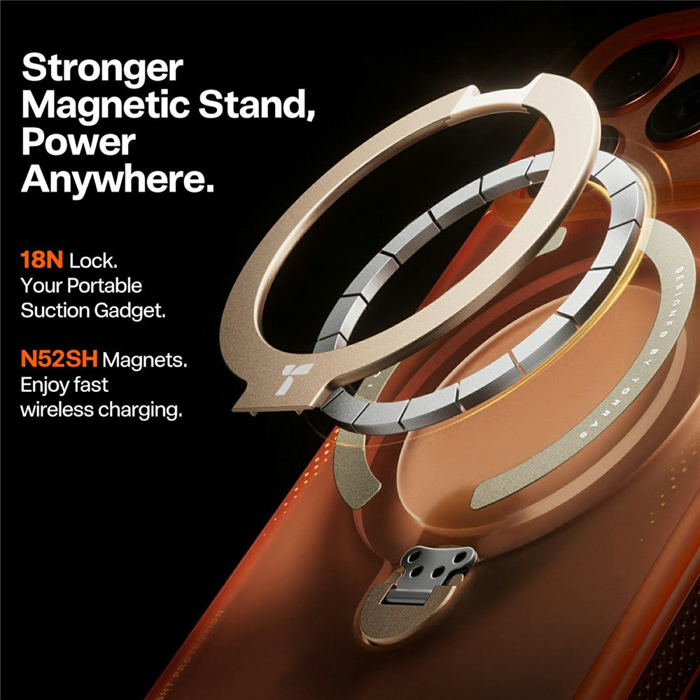 Etui na Apple iPhone 17 Pro, Torras, Ostand Spin Air, Pomarańczowe