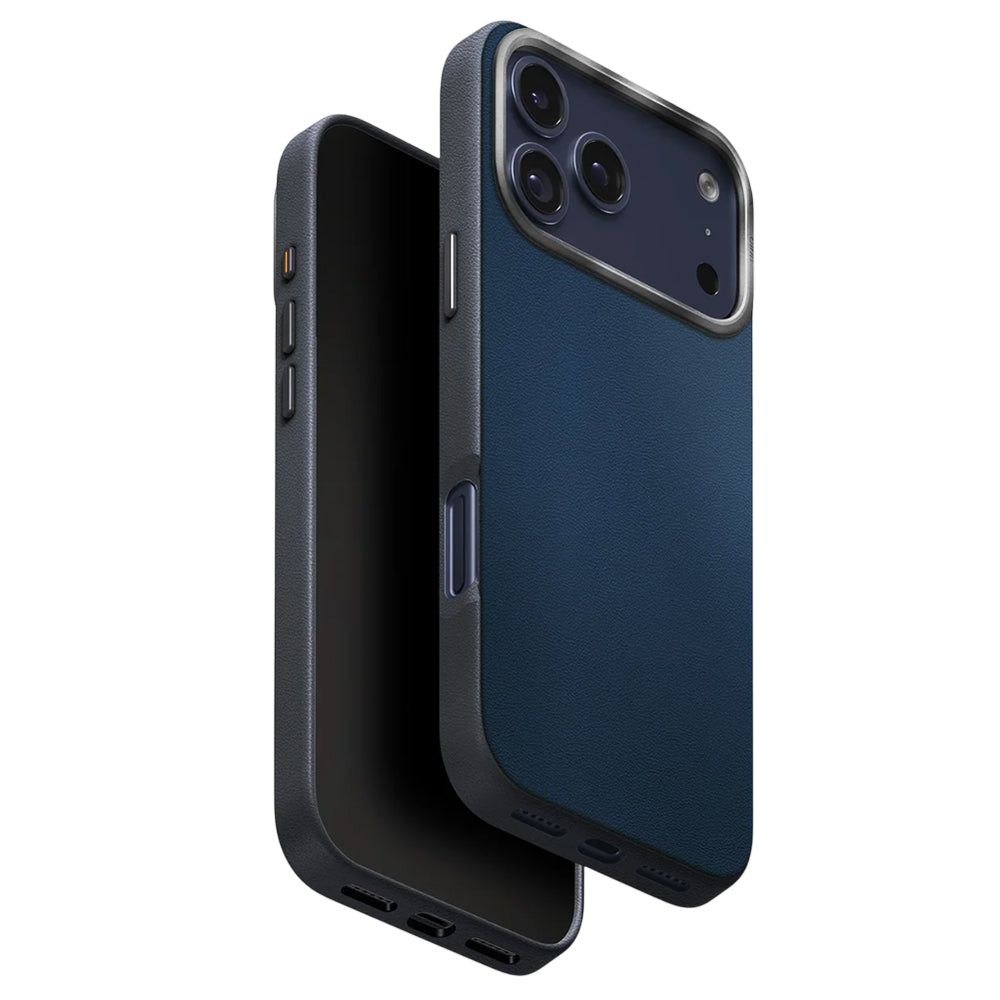 Etui na Apple iPhone 17 Pro, UNIQ, Lyden Leatherette, Czarny Niebieski
