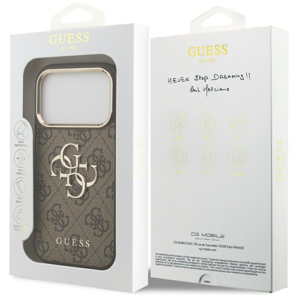 Etui na Apple iPhone 18 Pro / 17 Pro, Guess, 4G Big Classic Logo, Brązowe