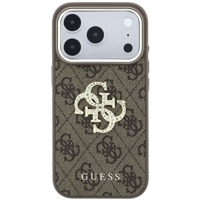 Etui na Apple iPhone 18 Pro / 17 Pro, Guess, 4G Big Strass Logo, Brązowy