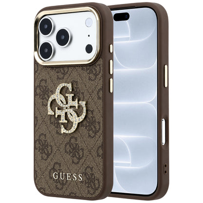 Etui na Apple iPhone 18 Pro / 17 Pro, Guess, 4G Big Strass Logo, Brązowy
